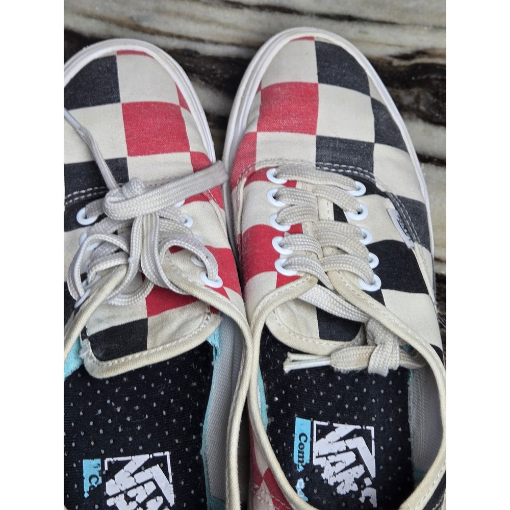Vans Authentic ComfyCush Red Black Checkerboard Sneakers Mens 7.5 Womens 9 - Picture 8 of 8